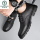 
Woodpecker men's shoes new summer and autumn breathable British style work shoes men's real soft leather thick sole non-slip driving wedding casual leather shoes [9908-casual leather shoes]-Black 44