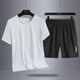 Woodpecker Father's Day Gift Men's Ice Silk Sports Set 2025 New Summer Thin Quick Dry Dad Running Summer Clothes 16803 Set White [T-shirt + Shorts] M 80-105Jin [Jin equals 0.5 kg]