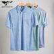 Septwolves daddy's lapel ice silk short-sleeved T-shirt middle-aged men's casual T-shirt middle-aged and elderly thin POLO shirt summer ice silk-9923 blue real pocket M 48/165
