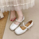 Rxxbfb französische Mary Jane Single -Schuhe für Frauen 2025 Frühlings- und Herbst -neue vielseitige Lederschuhe Retro weiche Sohle mit Rock Frauenschuhen aus Weiß 37 (235 mm)