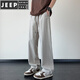 Jeep Spirit Ice Seidenhose Herren Sommer dünne hübsche trendige amerikanische lockere und vielseitige Draping gerade Beine Freizeithose für Jungen 6636# Black M.