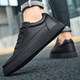 Huilijun Zapatos planos versátiles de verano para trabajar y trabajar con Lace-Up All Black Men's Flat Casual Shoes A825 Black Single Layer 35