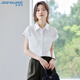
JEANSWEST shirt for women 2025 summer short-sleeved casual temperament fashionable versatile fashion top for women white L