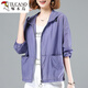 Woodpecker sunscreen clothes for women in summer thin 2025 new fashionable middle-aged mother sunscreen clothes loose large size jacket purple 685# XL suitable for 120-135Jin [Jin equals 0.5 kg]