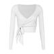 WISKII ballet style strap tight long-sleeved running training clothing sports blouse women's Pilates fitness clothing dance yoga clothing ivory white M