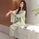 Pyjamas de coton pur modal pour femmes au printemps et en été des vêtements à domicile doux et à manches centraux cardigans floraux pour les femmes peuvent porter des costumes automne 30m5009 m 80-100jin [Jin est égal à 0,5 kg].