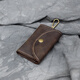 Bolsa de llave hecha a mano de cuero genuino de cuero de vaca para hombres y mujeres Licencia de conducir grande Capacidad Cambiar la bolsa de la llave del automóvil Crazy Horse Crazy Horse Piel Coffee Color