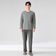 Fenton Pajamas Couple Class A Pure Cotton 2025 Season New Antibacterial Skin Friendly Round Neck Long Sleeve Pajamas Casual Home Wear Set Dark Gray - Men's L