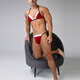 Long Night E European and American Men's Sexy Christmas Bikini Thong Lace Bra Set Red One Size (Suitable for 45-150KG)