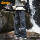 JEEP Casual Pants Men's and Women's Assault Paratrooper Pants Windproof Outdoor Work Pants Loose Straight Pants Black XL