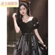 Lingkaqi Black Sequin Robe de soirée haut de gamme pour les femmes Luxury Luxury Niche Chinese Style Anniversaire Host Performance Long Jirt Picture principale L