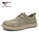 Sieben Wölfe Herrenschuhe Sommer 2025 Neue Ice Silk Canvas-Schuhe Herren atmungsaktueller dünner ultraleuchter weicher Sohle lässig Schuhe bequeme Pendelschuhe Khaki 39