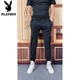PLAYBOY (PLAYBOY) Pantalones casuales negros de hombres delgados de verano de alta gama hermosos, de moda, versátiles, cómodos y modernos, mangas cortas negras (9885 modelos 34 (155-165) Jin [Jin equivale a 0.5 kg]