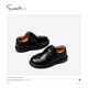 Snaffy boys' leather shoes spring and autumn new style children's style soft sole performance black leather shoes college black (236205 cowhide) 27 foot length 15.5cm