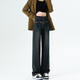 
Cement gray pocket bristled straight-leg pants 2025 new loose wide-leg jeans high-waisted floor pants #9901 Cement gray Regular 28 (recommended 105-115Jin [Jin equals 0.5 kg])