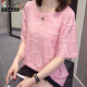 Woodpecker (TUCANO) ice silk pure cotton short-sleeved T-shirt for women with large size casual belly-covering top for women 2025 summer new style fat mm 6624 green 2XL 145-160Jin [Jin equals 0.5 kg]