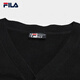FILA official women's braided jacket 2025 autumn new fashion casual and comfortable V-neck sweater cardigan, black - BK 2XL 180/96A/XXL