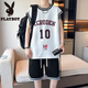 Playboy (playboy) Ice Silk Derying Basketball Suit pour garçons, élèves de lycée, T-shirts, adolescents, maillots de gilet sportif d'été, LBD-TZ6173 Black (Tops + Shorts) L 105 à 115 Jin [Jin est égal à 0,5 kg]