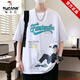 Camiseta de verano de la manga corta de la manga corta de la manga de seda de pájaros carpinteros de la escuela secundaria de algodón de algodón puro de algodón de algodón puro adolescentes de verano para niños grandes de verano T 10348-693 Negro M 75 a 105Jin [Jin equivale a 0.5 kg]