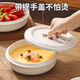 Baijie ceramic steamed egg bowl, household steaming bowl with lid for stewed eggs and egg custard, 2025 new water-proof stewed steaming dish, stew pot, 5-inch steamed egg/steaming dish (500ML with lid)