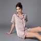 SXMM Pajamas de seda de primera línea de primera línea para mujeres 100% de chicas de seda de mulberry pijamas pantalones cortos de manga corta ropa para el hogar set 3899 pasta de frijoles l [peso: 99-108jin [Jin equivale a 0.5 kg]]]