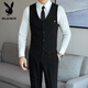 Playboy (PLAYBOY) casual suit suit men Korean style business formal suit three-piece set slim fit wedding best groom groom no iron suit jacket One button of Tibetan blue [single suit jacket] 6XL