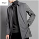 BKQU High-end Laminated Windbreaker Men's Mid-Length Spring and Autumn New Solid Color Simple Men's New Lapel Windbreaker Business Jacket Gray L