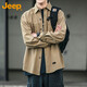 JEEP Jeep shirt men's long-sleeved spring and autumn casual workwear high-end jacket shirt men's military green L