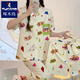 Pajama de caricatura de caricatura de pájaro cartilín para mujeres en verano de algodón puro de manga pura juego de tres piezas japonés Ins lindo estudiante Cardigan ropa casera #fs-tres piezas Set 14135 m [75-95Jin [Jin equivale a 0.5 kg]]