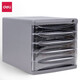 Deli file cabinet desktop storage cabinet transparent plastic drawer cabinet multi-layer finishing cabinet 9794-black (4 layers)