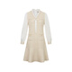 Kelaitel 2025 new autumn wool fake two-piece fragrant dress temperament fishtail skirt light orange yellow L