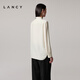 LANCY 100% mulberry silk autumn new temperament high-end silk stand-up collar long-sleeved shirt for women off-white M