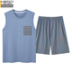 Modal pajamas men with fat and larger summer modal thin sleeveless vest loose ice silk large size home clothing 300 Jin [Jin equals 0.5 kg] MDR723 dark gray stripes 3XL large [recommended 180-220 Jin [Jin equals 0.5 kg]]