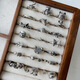 Lan zhitai joyas de plata no caza personalidad nicho de gato animal luz de lujo de lujo anillo de dedo 925 anillo 1047 gato (abierto No. 8, abierto con abertura ajustable