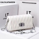 CALCULAT/KEEN Bag Women's 2025 New Fashionable and Versatile Soft Leather Fairy Bag Rhinestone Chain Bag Shoulder Crossbody Handle Wrinkle Bag White