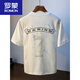 Camiseta de manga corta para hombres de Romon Summer Camiseta suelta de cuello redondo Ropa delgada 2025 nueva camiseta de media manga bordada hombres blancos HJ6630 m adecuados para 95-110Jin [Jin iguala 0.5 kg]