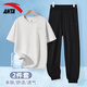 Anta Casual Sports Set para mujeres 2025 Summer Nuevo algodón de algodón Camiseta de manga corta pantalones Sportswear suelto set [set] -5 yocao verde m/165