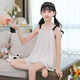 Lingting Eagle Cotton Girl Pyjamas 2025 Sous-souche Vest Top Princess Style Girl Baby Home Clothing Set [Cotton] L11301 Milk Abricot Color 170 8 Tailles [95-105cm / 20-30jin [Jin est égal à 0,5 kg]]]