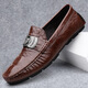 Belle 2025 crocodile pattern beanie shoes cross-border lazy driving shoes British casual men's leather shoes genuine leather cowhide 15888 black 38