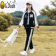 G.Duckkids Girls Frühlings- und Herbst-Set 2025 Neue modische Casual Sports Baseball-Kleidung Kinderkleidung Mädchen zweiteiler Set Trendy Black 1396 Set zweiteiliger Set 110 cm