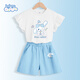 
Benny Road Girls Summer Suit 2025 Fashionable Little Girl Pure Cotton Short Sleeve T-shirt Children's Shorts Summer Clothes