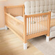 Binby Liftable Buchenholz Holz Spleißbett Krippe erweitertes Spleißen großes Bett Kinderbettbettbettbett drei Leitpläne + 5 cm Kokosnussbraun (Höhe einstellbar) können heben und Länge 200 breit 60 hoch 35 [60 Leitplanke]