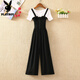 Playboy; PLAYBOY2025 new chiffon overalls for women in summer thin Korean style loose small suit fashionable age-reducing jumpsuits White T-shirt + black pants (two-piece set) S S recommended 75-85Jin [Jin equals 0.5 kg] to wear