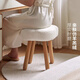 Famanya makeup chair, cream style dressing table stool, girl's bedroom cloud chair, solid wood simple manicure special high-end sense, solid wood legs, log technology cloth - gray and white, wipe clean