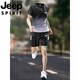 JEEP Laufsportanzug Herren Sommer Outdoor Eisseide Schnelltrocknendes Kurzarm-T-Shirt Schweißabsorbierend Atmungsaktiv Basketball-Trainingsanzug JP-9901 Schwarz Rot M 90-115Jin Jin entspricht 0,5 kg
