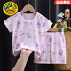 G.duckkids shorts de manga corta de verano para hombres para hombres y niñas delgada dibujos animados de dibujos animados para la ropa del hogar juego de camisetas de manga corta set-691 80 tamaño (altura recomendada 70-80 cm) se puede abrir