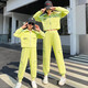 Ultraman parent-child clothing mother and daughter clothing spring and autumn style set long sleeve Korean style fashionable autumn clothing casual and fashionable zipper shirt two-piece set hot selling green 175 Mom L