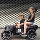 Aobele children's electric car can sit double children four-wheel parent-child car remote control electric car male and female baby toy stroller black remote control + Bluetooth + rear pedal 12V7A battery + soft seat + hard wheels