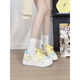 Renbische Matcha Green Butterfly kleine weiße Schuhe Frauen neue modische und vielseitige Freizeitschuhe Frauen dicker alleinerer koreanischer Boardschuhe weiße Lan Yellow 37