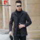 Pierre Cardin high-end men's windbreaker mid-length jacket 2025 spring and autumn new middle-aged dad stand collar business casual jacket black 2XL 185 recommended 170-185Jin Jin equals 0.5 kg